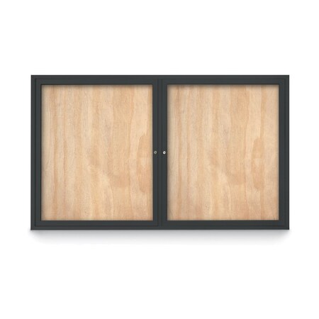 United Visual Products Slim Enclosed Corkboard, 11"x13-1/2", Gold Alum Frame/Cloud UVEB1113-GOLD-CLOUD
